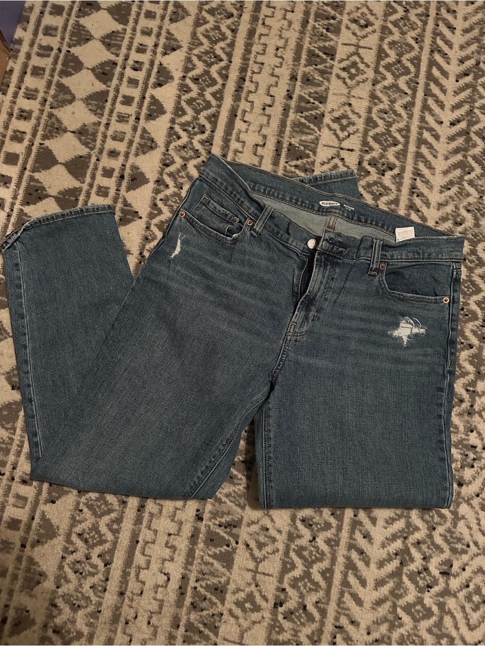 Old Navy Boyfriend Mid-Rise Distressed Women's Blue Jeans